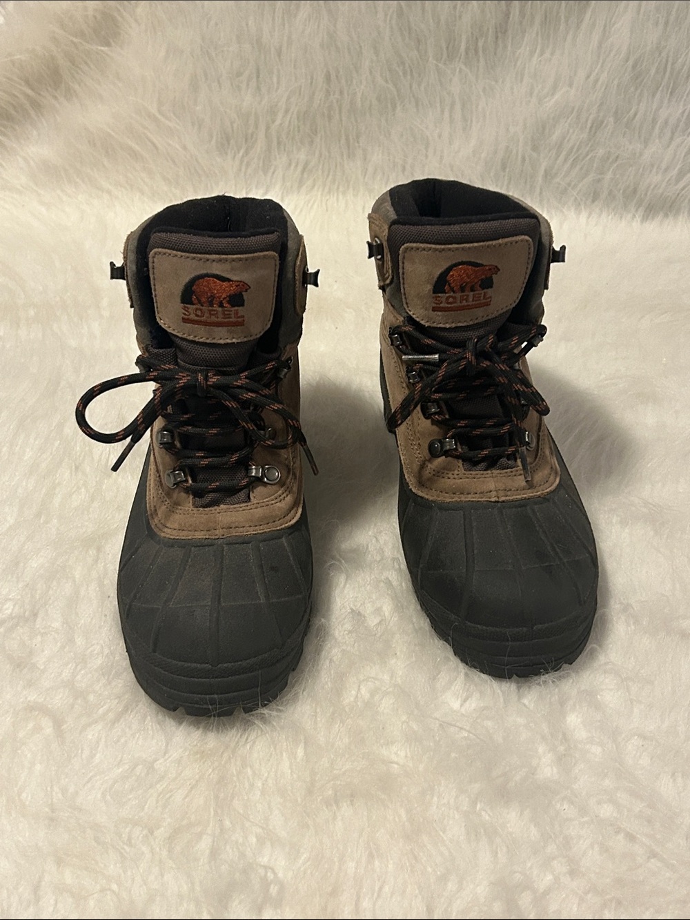Sorel Brown and Black Insulated Lace-Up Winter Boots
